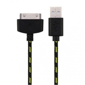 USB - Apple Dock Connector дата-кабель Konoos в нейлоновой оплетке 1 м, черный